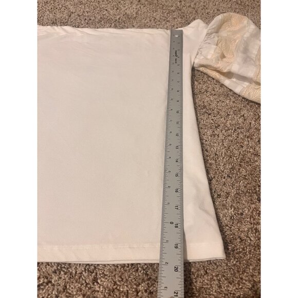 Free People Ivory Knit Top Rock With It Embroidered off Shoulder Size : med - Picture 5 of 7